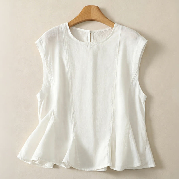 Buddha Stones Summer Casual Elegant Solid Tank Top Women's Sleeveless T-Shirts - White - US8-10, UK/AU12-14, EU40-42 (2XL) - image 12