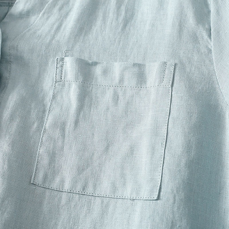 Buddha Stones Summer Casual Minimalist Button-Up Solid Women's Short Sleeve Shirts With Pocket - image 7