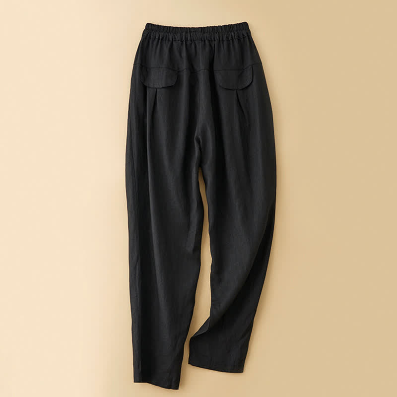 Buddha Stones Summer Casual Minimalist Drawstring Solid Ankle Pants Women's Harem Pants With Pocket - image 3
