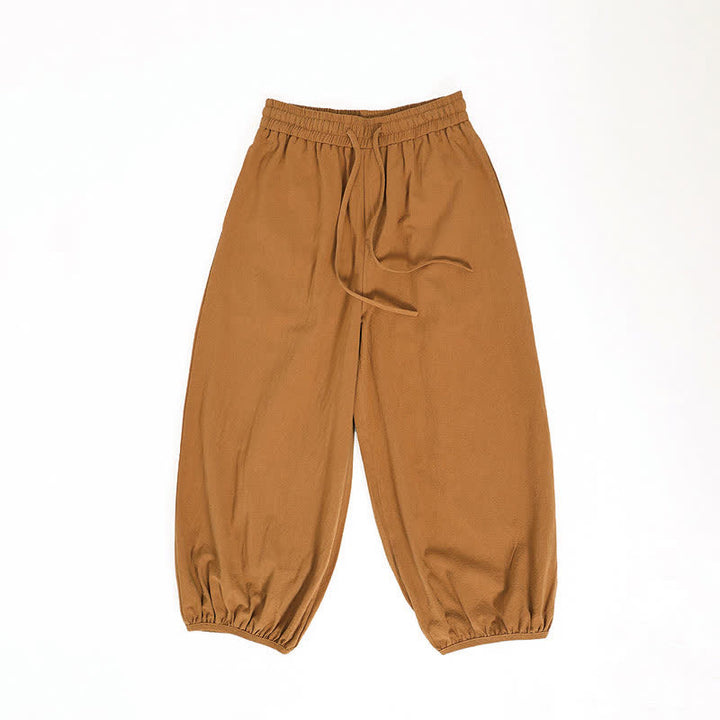 Buddha Stones Summer Tang Style Casual Drawstring Solid Cropped Pants Men's Harem Pants With Pockets - image 23