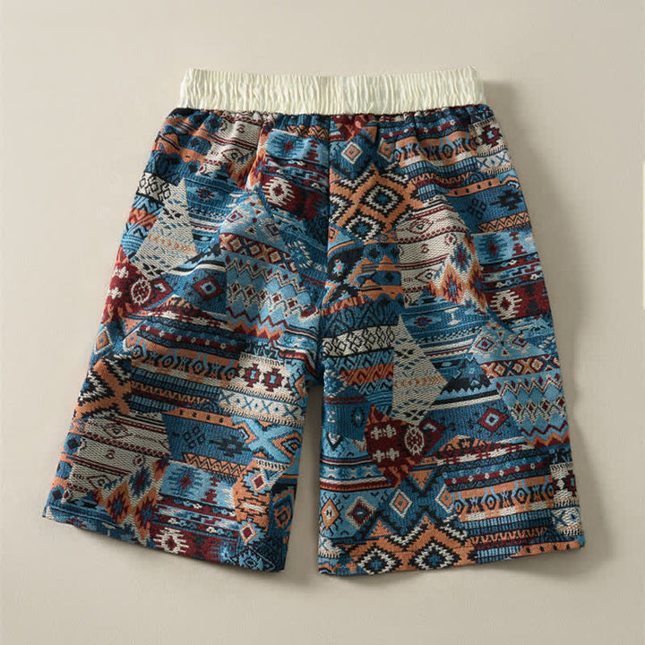 Buddha Stones Summer Casual Boho Drawstring Geometric Men's Shorts With Pockets - image 2