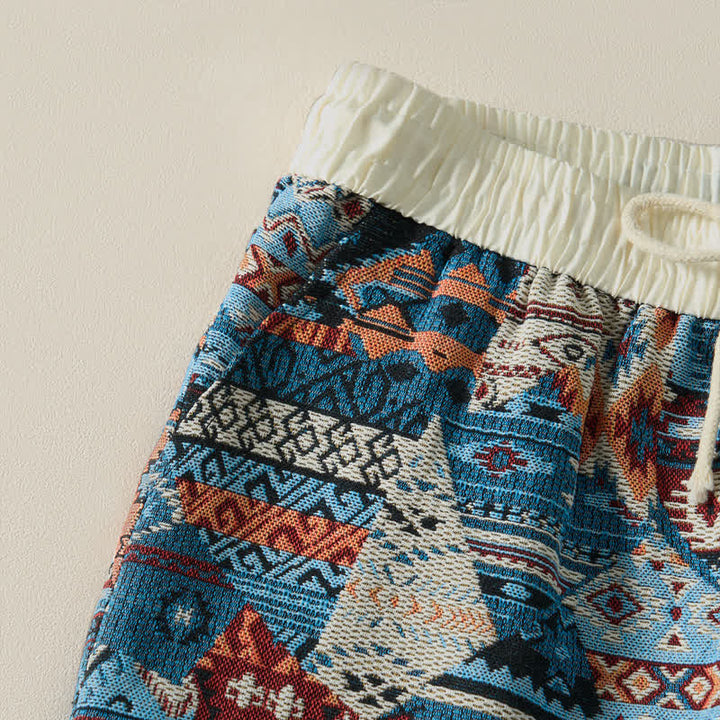 Buddha Stones Summer Casual Boho Drawstring Geometric Men's Cropped Pants With Pockets - image 4