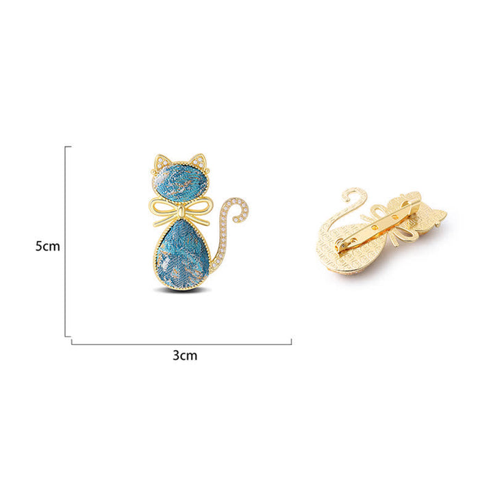 Buddha Stones Pearl Song Brocade Cat Bow Purity Brooch - image 14
