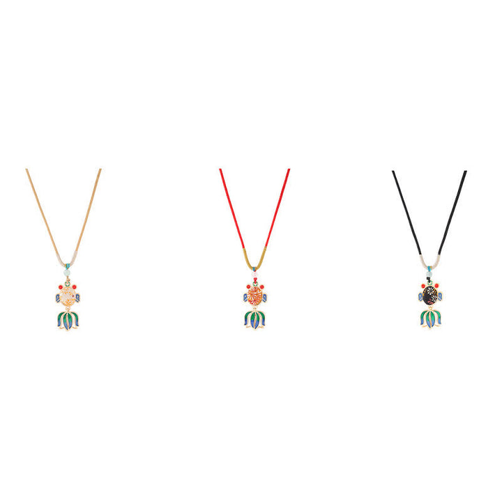 Buddha Stones Song Brocade Koi Fish Success Enamel Pendant Guofeng Necklace - image 6