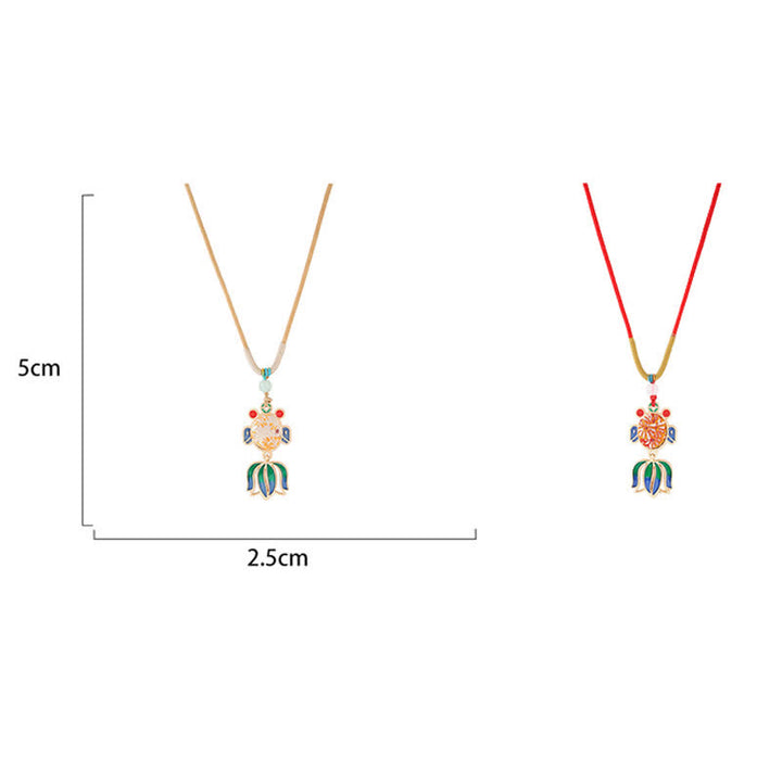 Buddha Stones Song Brocade Koi Fish Success Enamel Pendant Guofeng Necklace - image 4