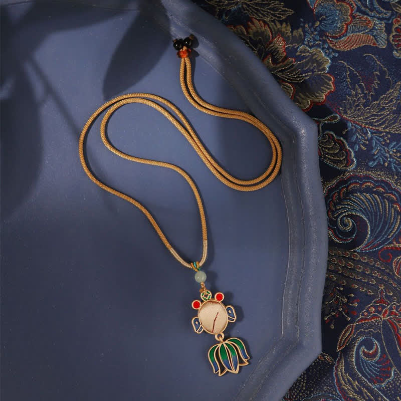 Buddha Stones Song Brocade Koi Fish Success Enamel Pendant Guofeng Necklace - image 2