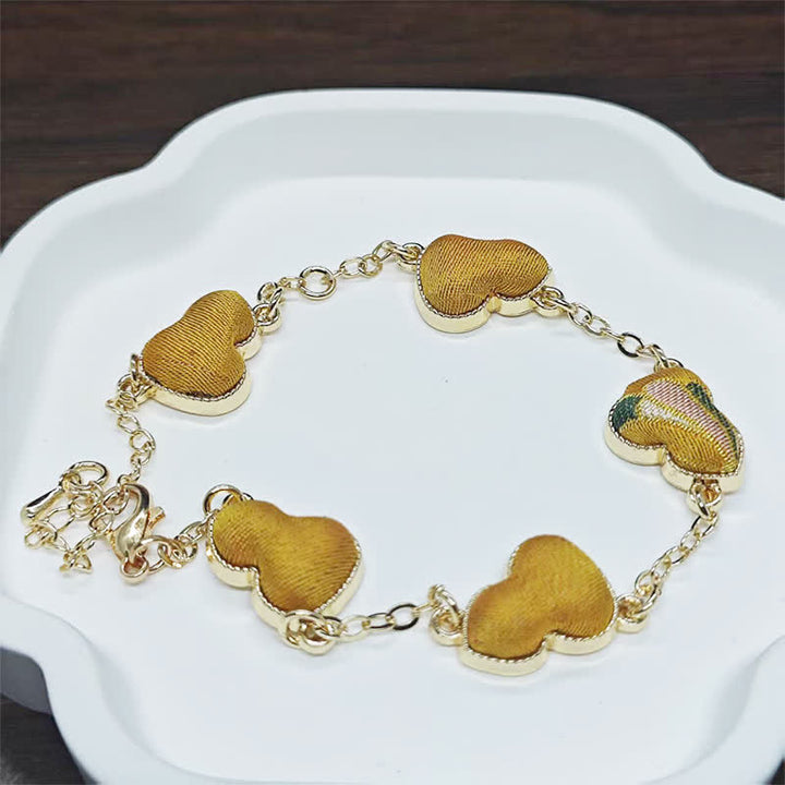 Buddha Stones Song Brocade Gourd Water Ripples Good Fortune Chinese Vintage Bracelet - Turmeric (Same Color Tone – Pattern Varies) - image 10