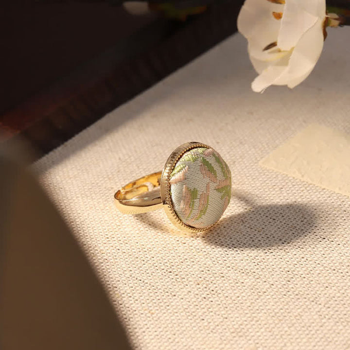 Buddha Stones Song Brocade Embroidered Round Elegance Ring - image 23