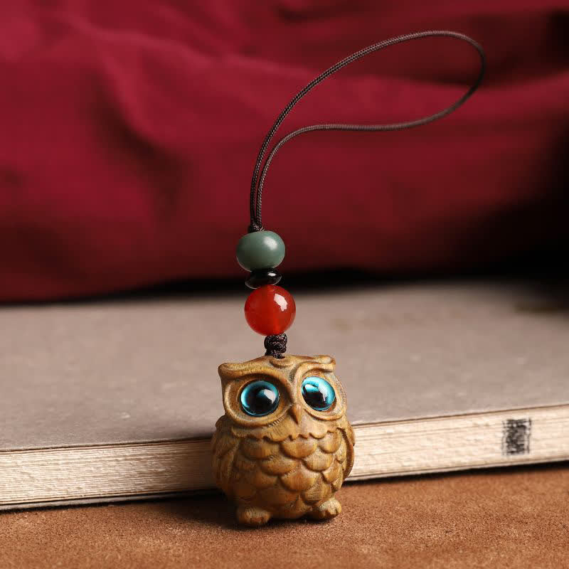 Buddha Stones Green Sandalwood Owl Serenity Hand Carved Braided Keychains - Hanging Decoration - Green Sandalwood (Calm Energy ♥ Spiritual Balance) - image 9