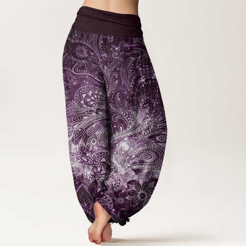 Buddha Stones Pure Cotton Elegant Paisley Pattern Women's Elastic Waist Harem Pants - image 6