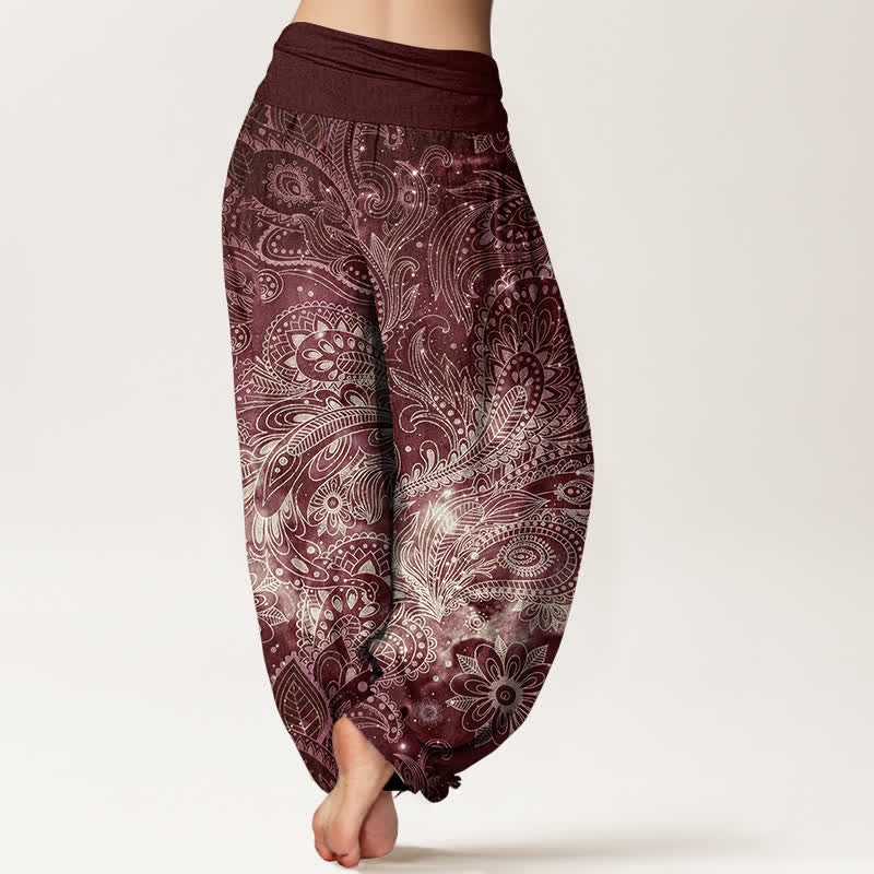 Buddha Stones Pure Cotton Elegant Paisley Pattern Women's Elastic Waist Harem Pants - image 9