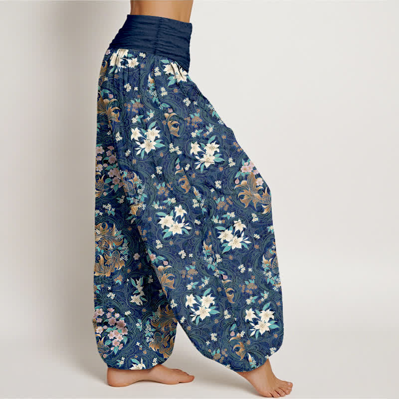 Buddha Stones Pure Cotton Floral Medallion Pattern Women's Elastic Waist Harem Pants - image 2