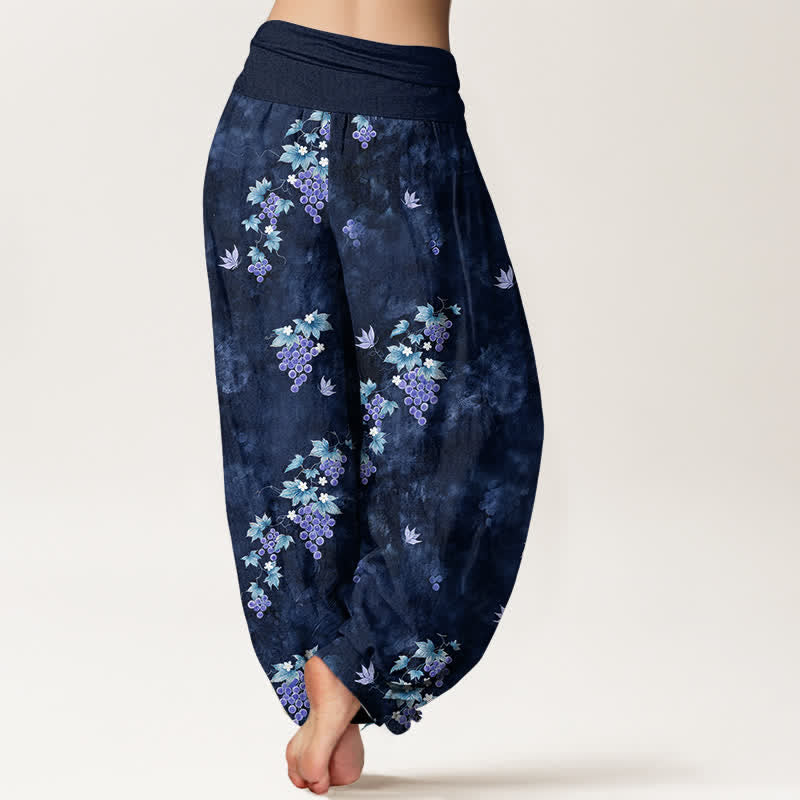 Buddha Stones Cotton Vintage Grape Vine Pattern Women's Elastic Waist Harem Pants - image 6