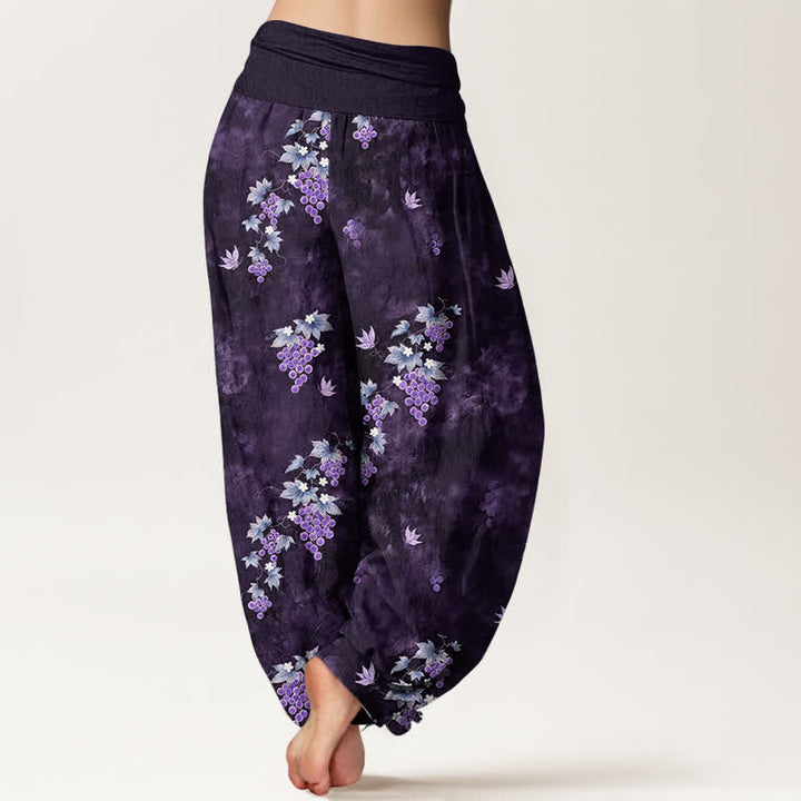 Buddha Stones Cotton Vintage Grape Vine Pattern Women's Elastic Waist Harem Pants - image 9