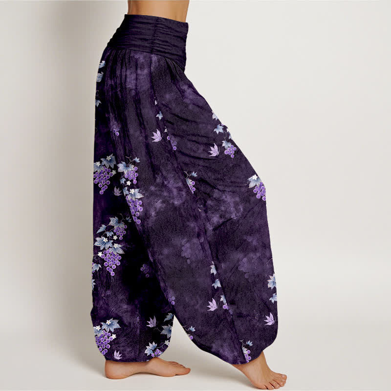 Buddha Stones Cotton Vintage Grape Vine Pattern Women's Elastic Waist Harem Pants - image 10