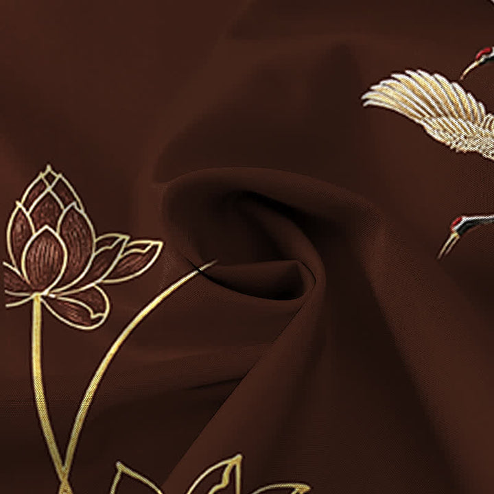 Buddha Stones Crane Lotus Pattern Buttons Breathable Men's Short Sleeve Shirt - image 4