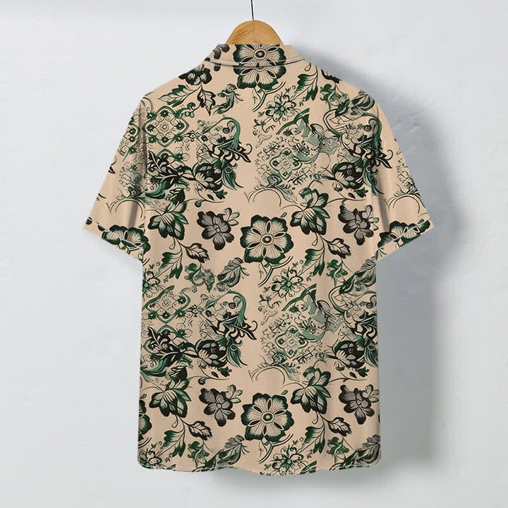 Buddha Stones Tropical Floral Leaf Pattern Buttons Wrinkle-resistant Men's Short Sleeve Shirt - image 1