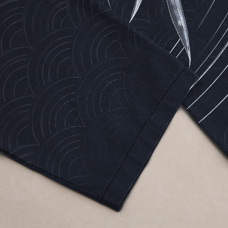 Buddha Stones Cotton Bamboo Leaf Pattern Men's Tapered Pants With Pockets - image 11