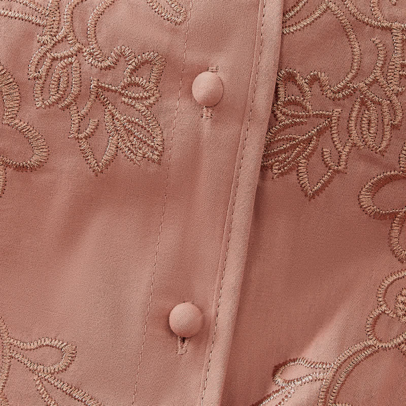 Buddha Stones Summer Vintage Embroidery V-Neck Button-Up Floral Women's Elbow-Length Sleeve Shirts - image 10