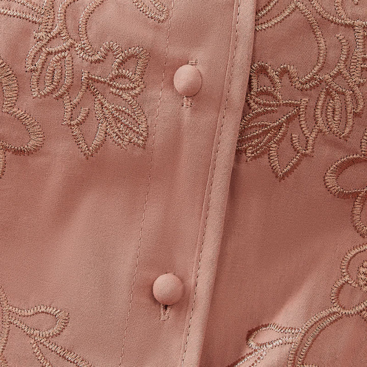 Buddha Stones Summer Vintage Embroidery V-Neck Button-Up Floral Women's Elbow-Length Sleeve Shirts - image 10