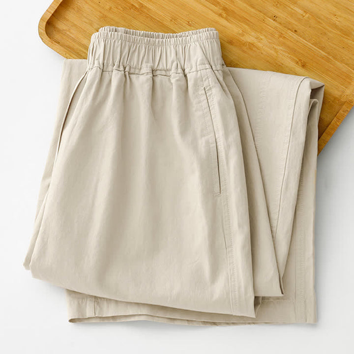 Buddha Stones Spring Summer Casual Minimalist Solid Cropped Pants Women's Wide Leg Pants With Pockets - image 2