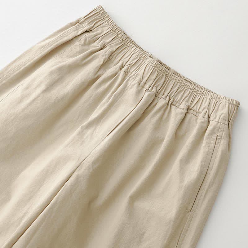 Buddha Stones Spring Summer Casual Minimalist Solid Cropped Pants Women's Wide Leg Pants With Pockets - image 3