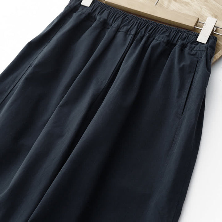 Buddha Stones Spring Summer Casual Minimalist Solid Cropped Pants Women's Wide Leg Pants With Pockets - image 10
