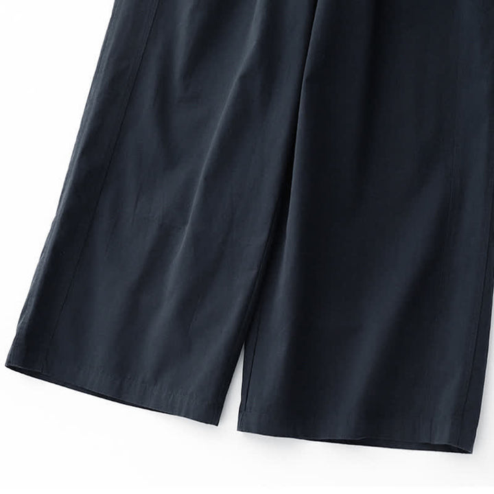 Buddha Stones Spring Summer Casual Minimalist Solid Cropped Pants Women's Wide Leg Pants With Pockets - image 12
