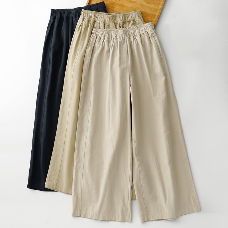 Buddha Stones Spring Summer Casual Minimalist Solid Cropped Pants Women's Wide Leg Pants With Pockets - image 21