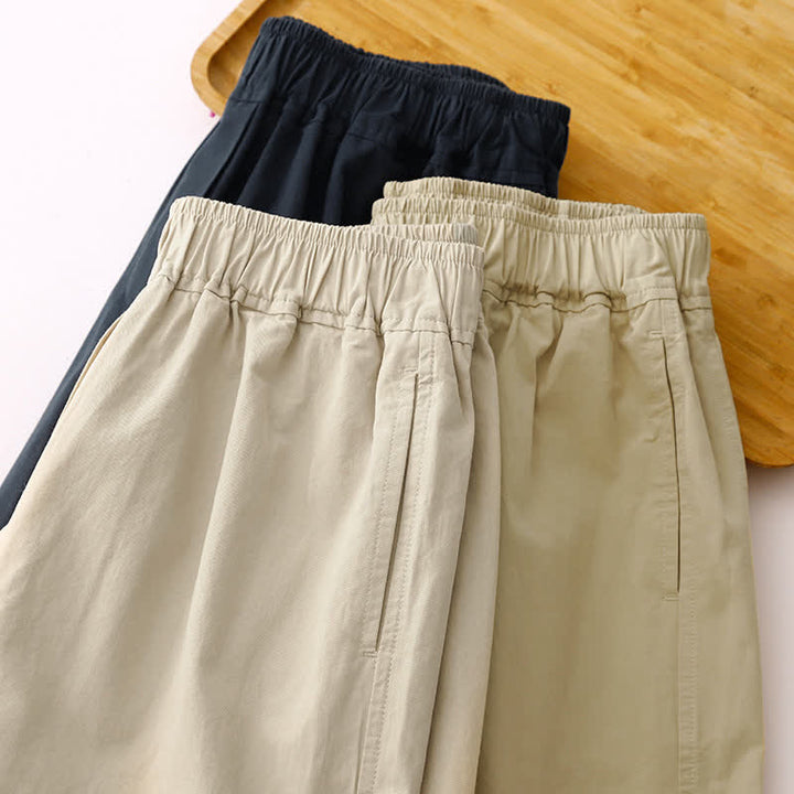 Buddha Stones Spring Summer Casual Minimalist Solid Cropped Pants Women's Wide Leg Pants With Pockets - image 24