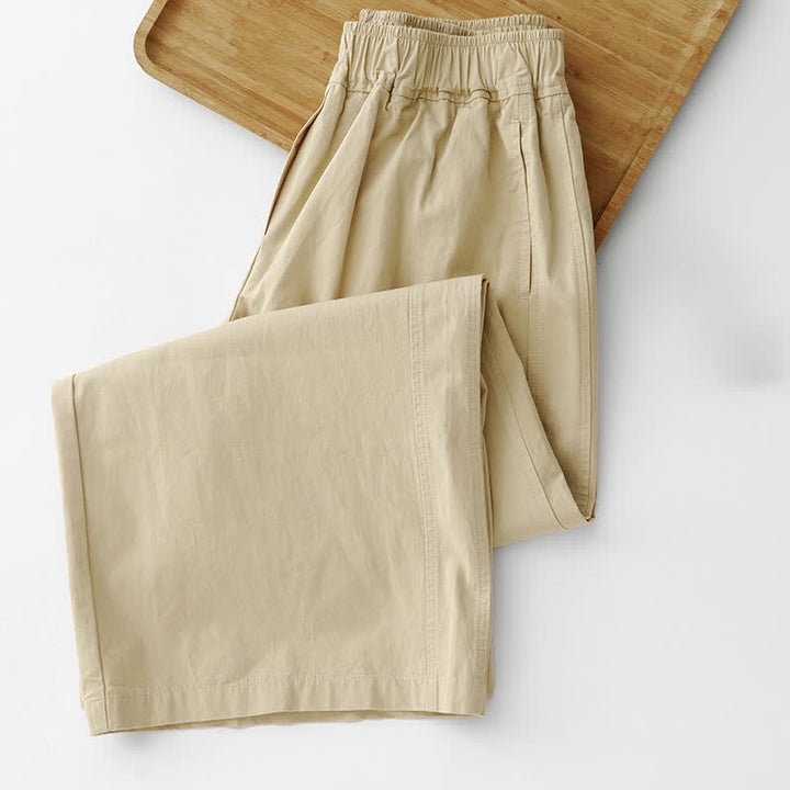 Buddha Stones Spring Summer Casual Minimalist Solid Cropped Pants Women's Wide Leg Pants With Pockets - image 15