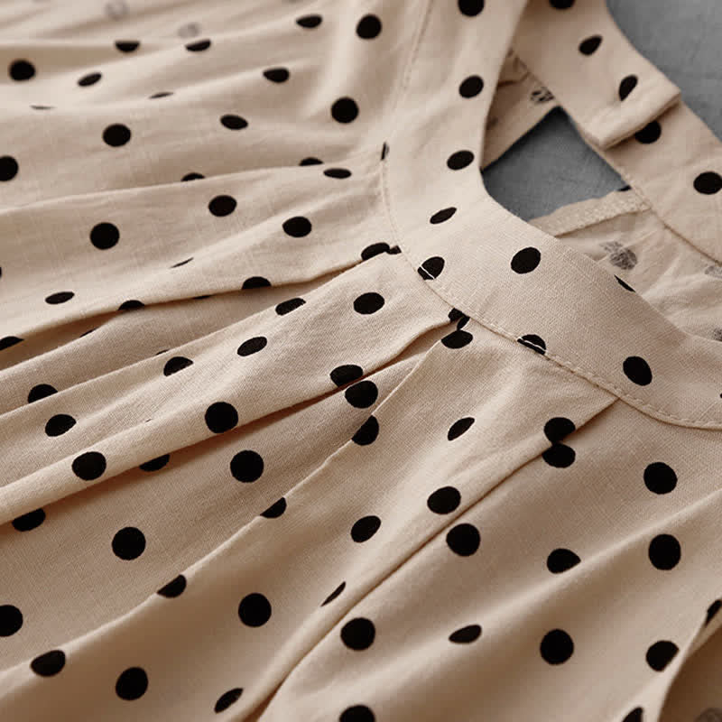 Buddha Stones Summer Vintage Polka Dot Women's Summer Sleeveless Dress - image 4