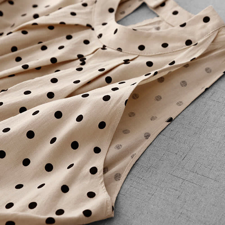 Buddha Stones Summer Vintage Polka Dot Women's Summer Sleeveless Dress - image 5