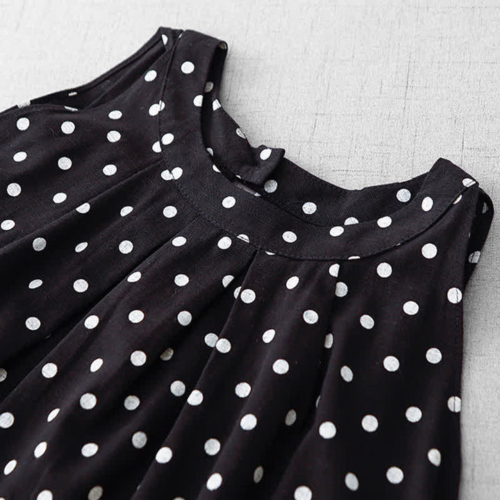 Buddha Stones Summer Vintage Polka Dot Women's Summer Sleeveless Dress - image 12