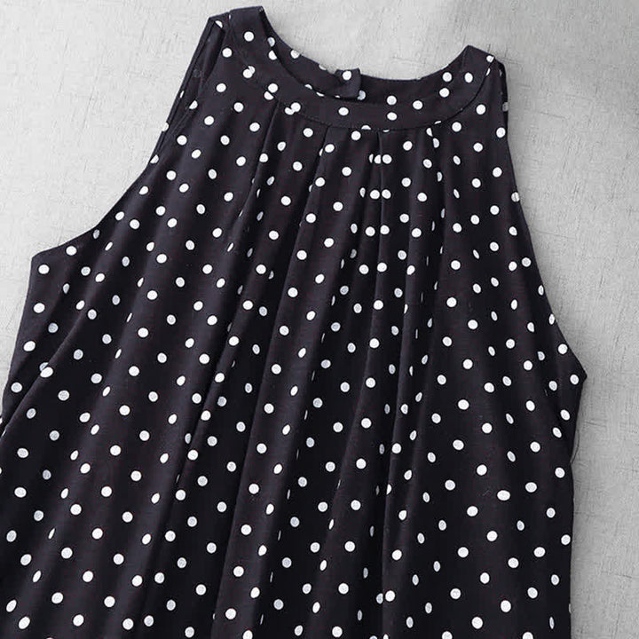 Buddha Stones Summer Vintage Polka Dot Women's Summer Sleeveless Dress - image 11