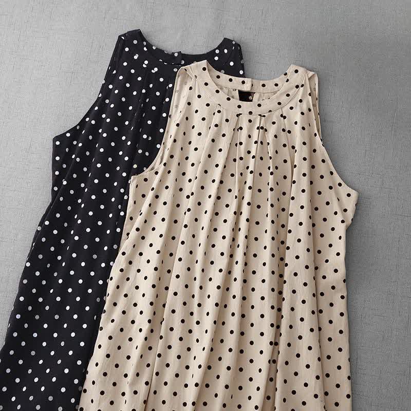 Buddha Stones Summer Vintage Polka Dot Women's Summer Sleeveless Dress - image 15