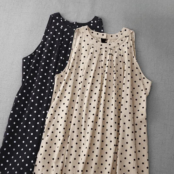 Buddha Stones Summer Vintage Polka Dot Women's Summer Sleeveless Dress - image 15