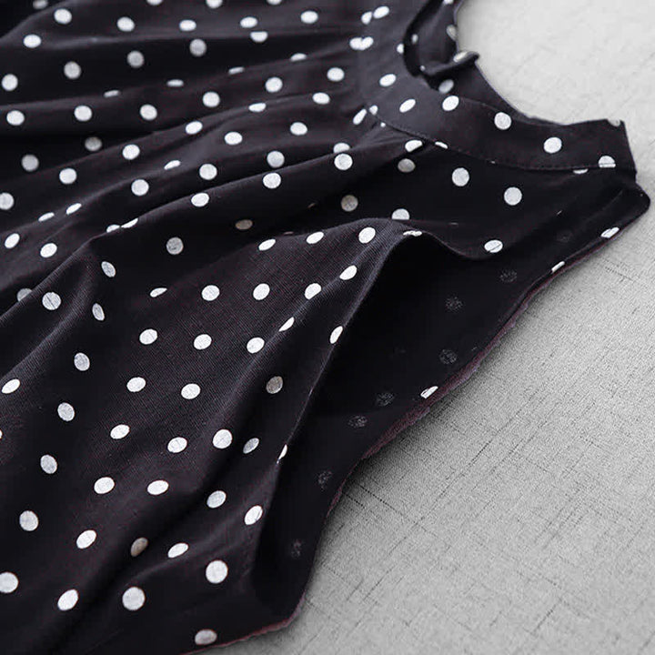 Buddha Stones Summer Vintage Polka Dot Women's Summer Sleeveless Dress - image 13