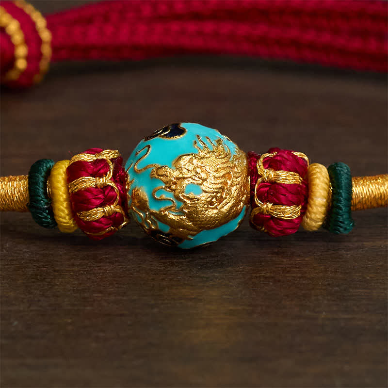 Buddha Stones Copper Dragon Bead Red String Strength Braided Bracelet - image 15