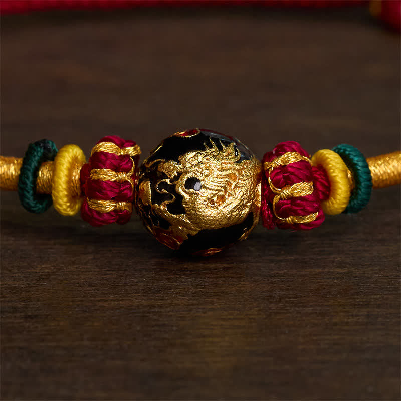 Buddha Stones Copper Dragon Bead Red String Strength Braided Bracelet - image 9