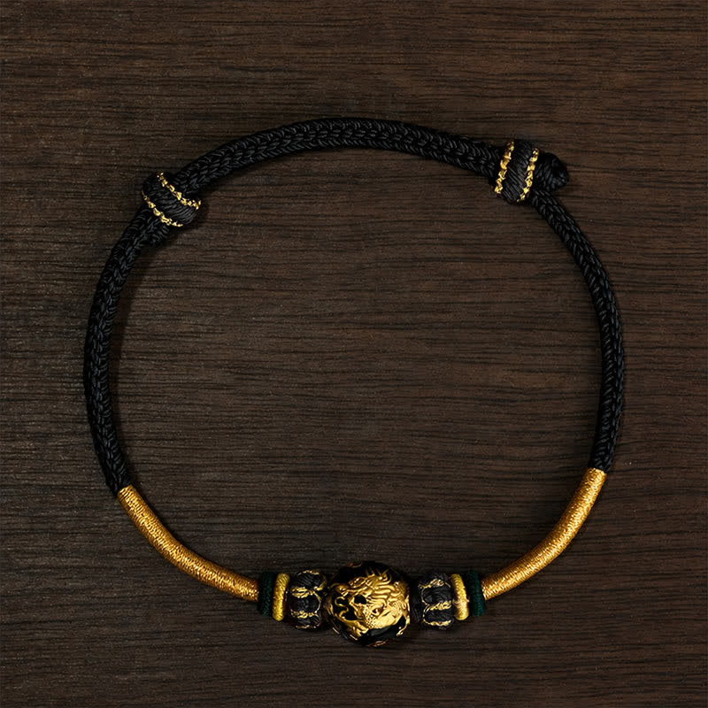 Buddha Stones Copper Dragon Bead Red String Strength Braided Bracelet - Black String (Wrist Circumference: 15–20 cm) - Dragon Bead - image 18