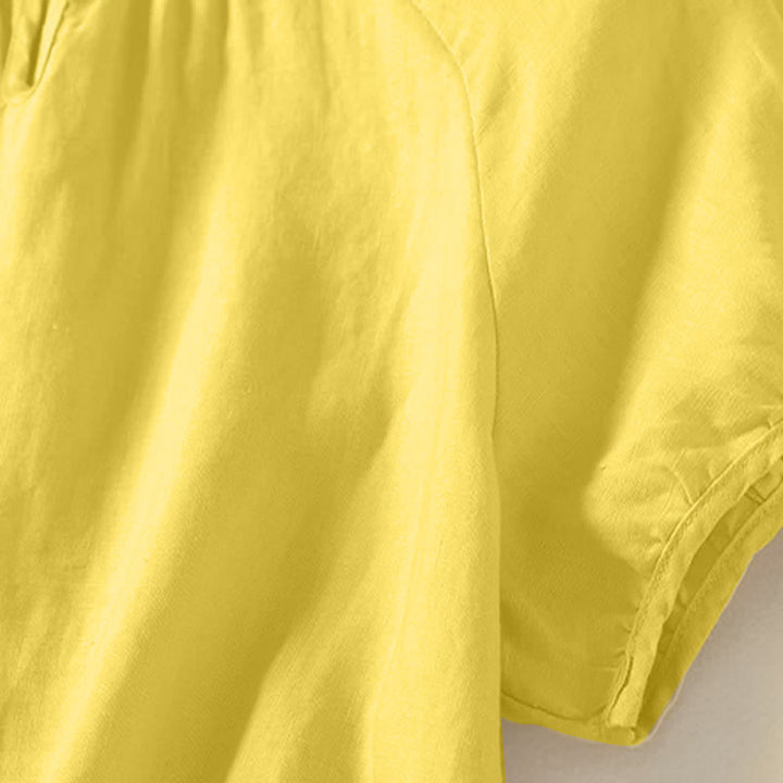 Buddha Stones Summer Casual Minimalist Solid Crew Neck Women's Short Sleeve Shirts - image 5