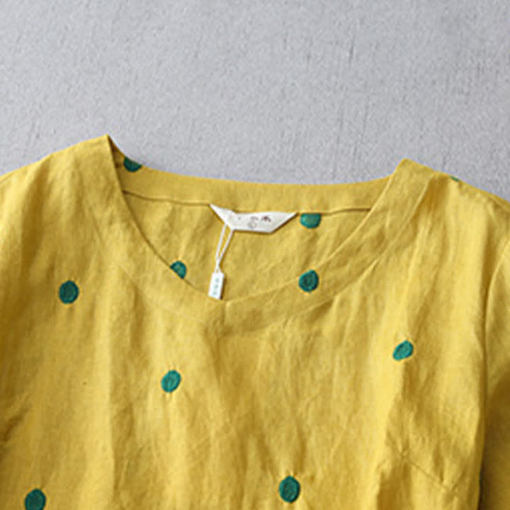 Buddha Stones Summer Casual Boho Drawstring Abstract Polka Dots Women's Short Sleeve Dress With Pocket - image 2
