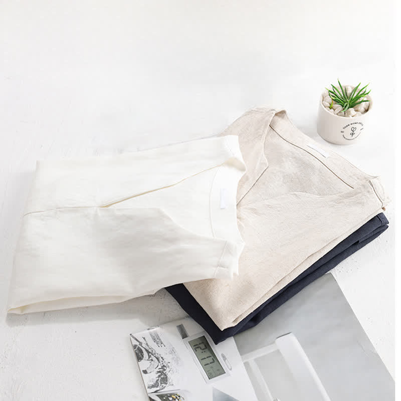 Buddha Stones Summer Minimalist Solid V-Neck Men's Short Sleeve T-Shirts - image 17
