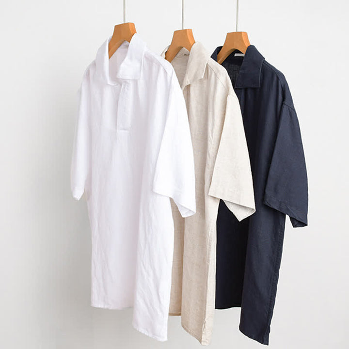 Buddha Stones Summer Casual Minimalist Solid Men's Short Sleeve Shirts - image 14