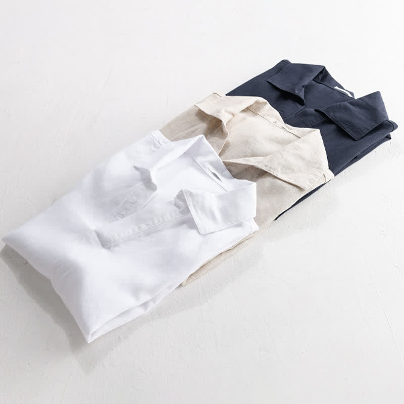 Buddha Stones Summer Casual Minimalist Solid Men's Short Sleeve Shirts - image 15