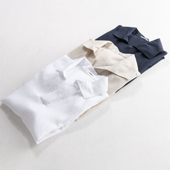 Buddha Stones Summer Casual Minimalist Solid Men's Short Sleeve Shirts - image 15