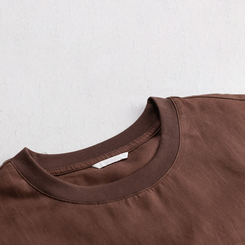 Buddha Stones Summer Casual Minimalist Solid Men's Short Sleeve T-Shirts With Patch Pocket - image 15