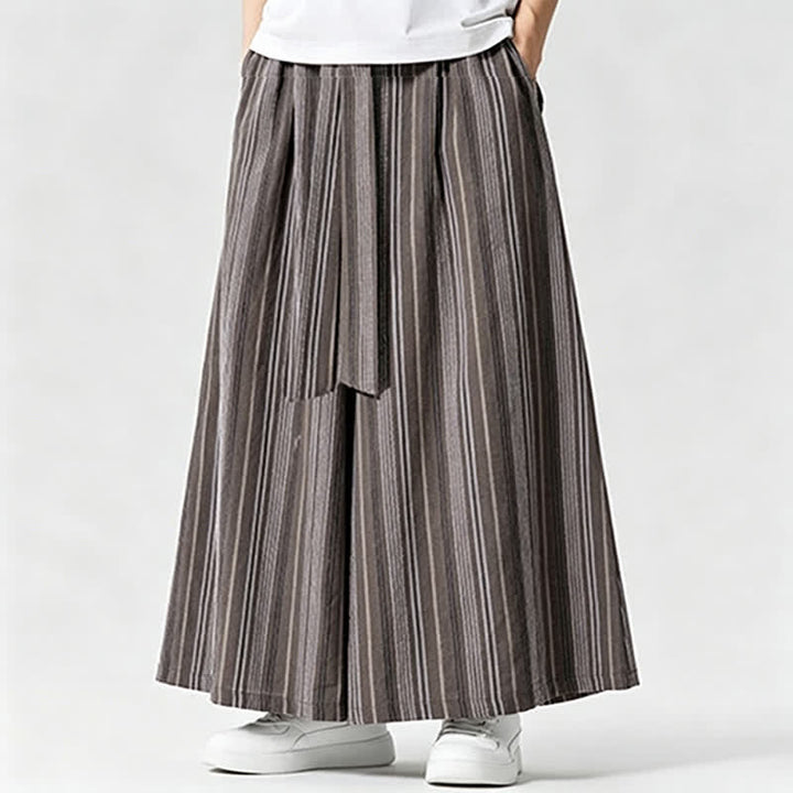 Buddha Stones Summer Vintage Drawstring Striped Ankle Pants Men's Wide Leg Pants With Pocket - SlateGray - US/UK/AU42，EU52 (3XL) - image 19
