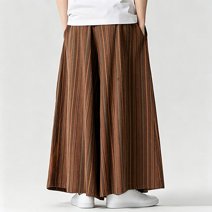 Buddha Stones Summer Vintage Drawstring Striped Ankle Pants Men's Wide Leg Pants With Pocket - image 10